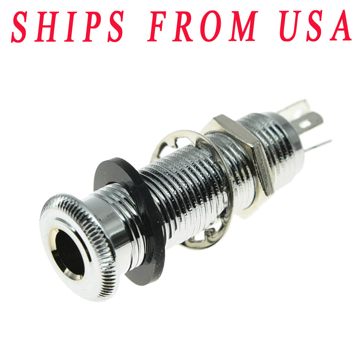 KAISH Stereo Copper Guitar Barrel Jack Cylinder Input/Output Jack 4 Pins Chrome