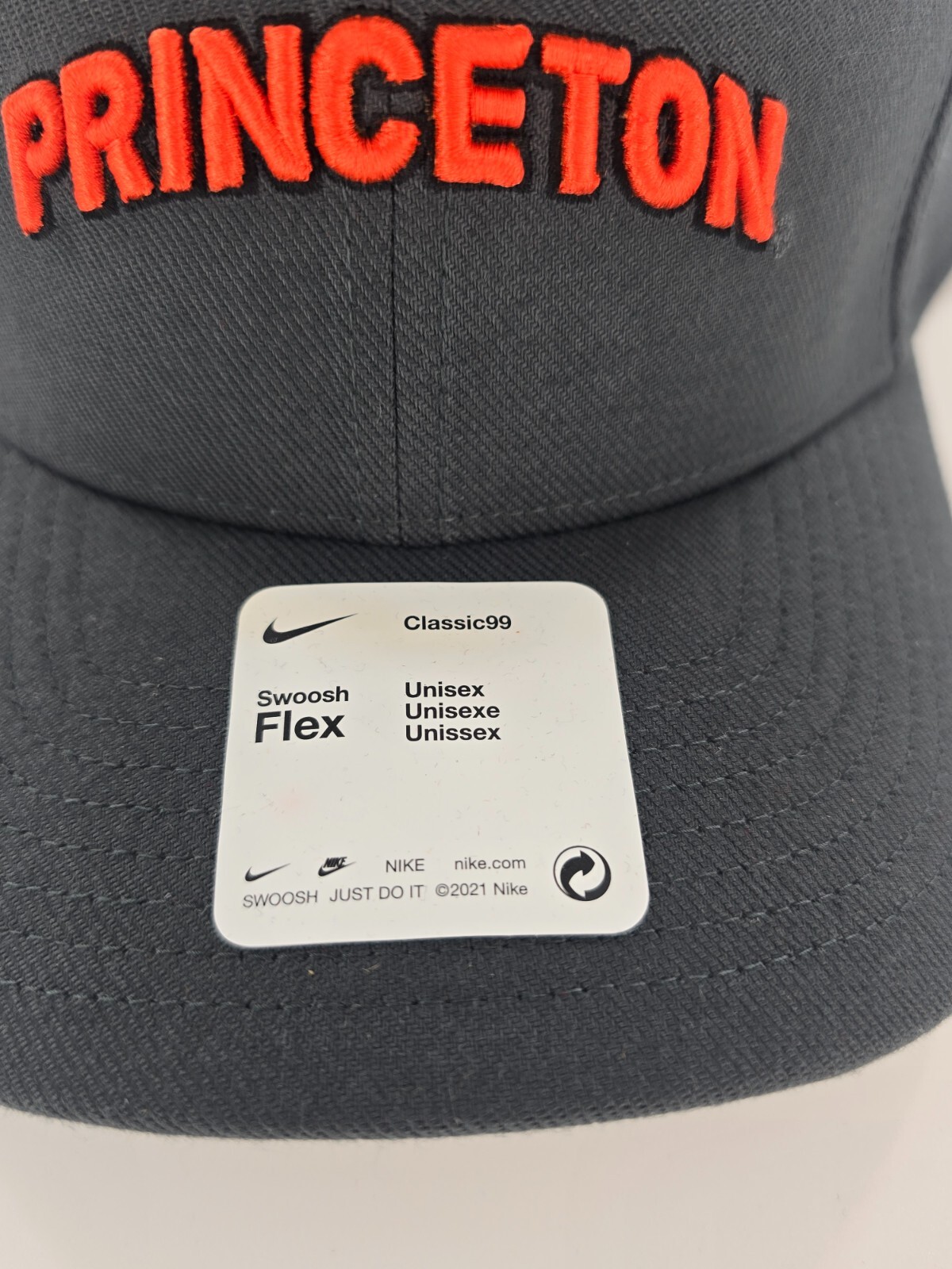 Nike Princeton Tigers Hat Unisex OSFM Gray Classic99 Stretch Dri-Fit Swoosh Flex