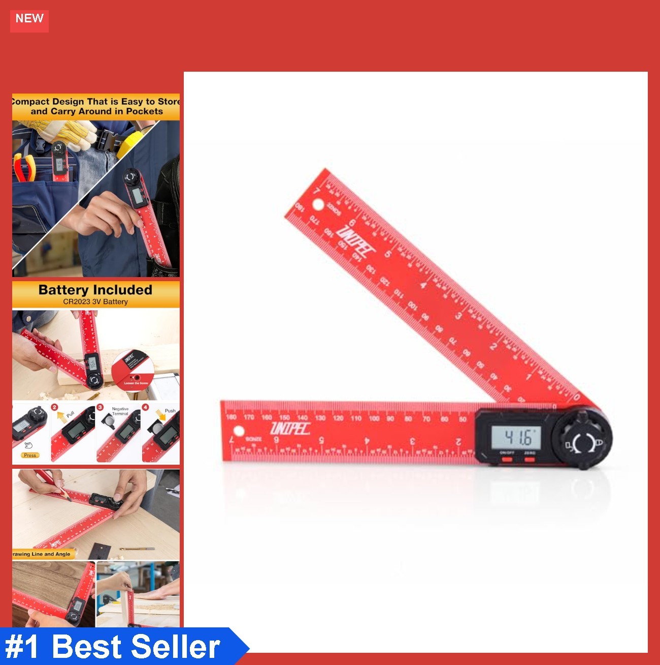 Digital Angle Finder Protractor 7 Inch 200mm LCD Display Ruler Woodworking