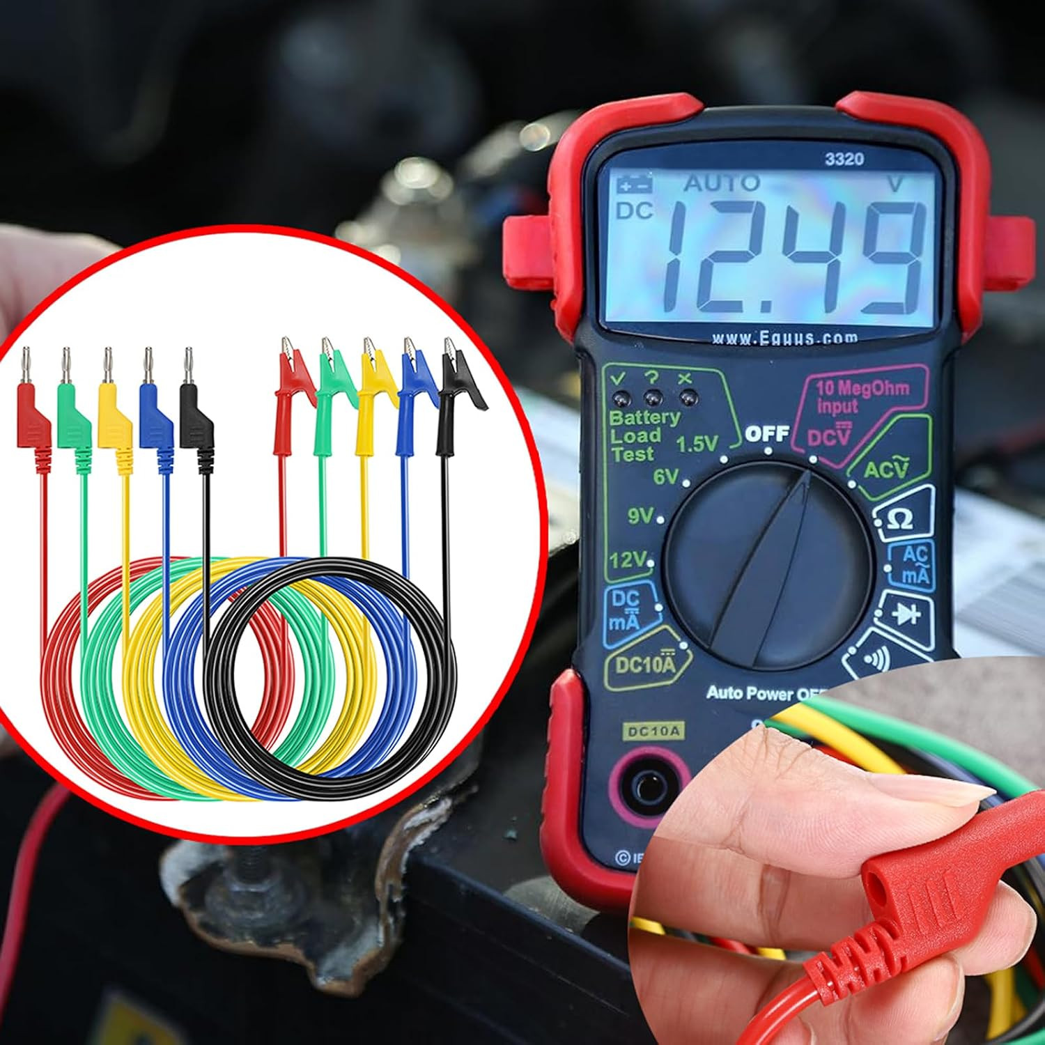 Multimeter Banana Plug to Crocodile Alligator Clip Test Probe, 5PC 4Mm Stackable