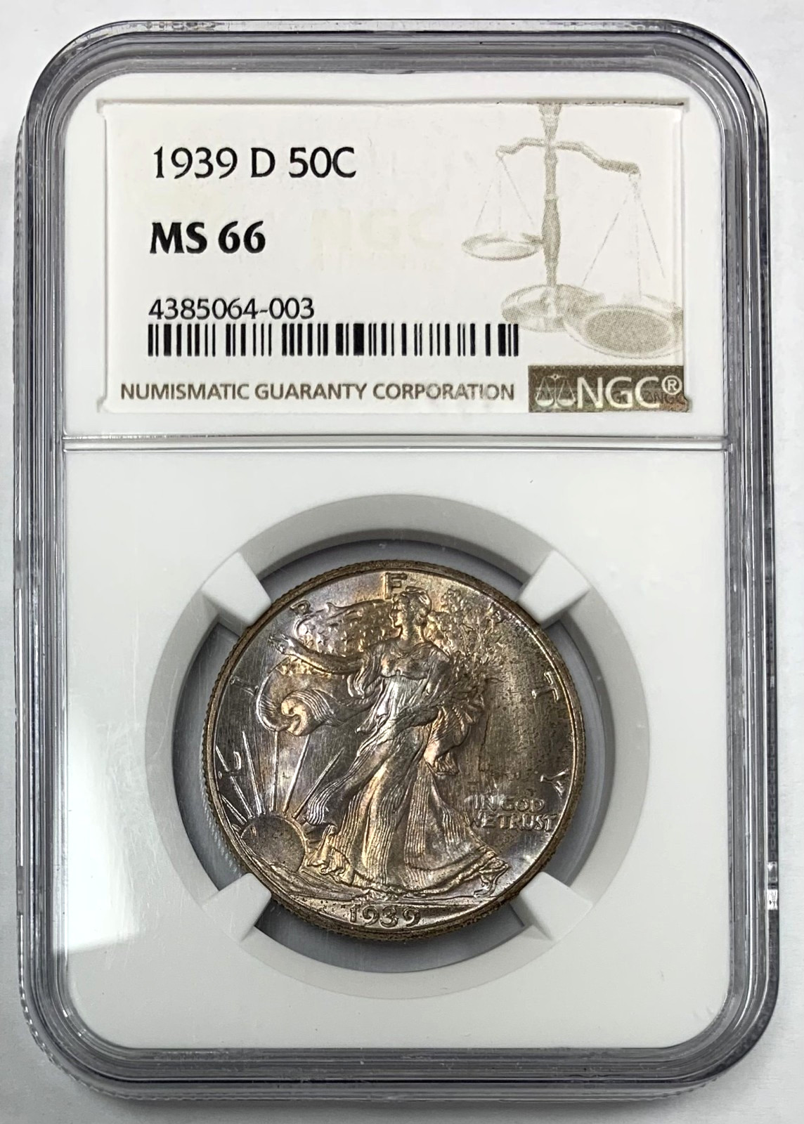 1939-D Walking Liberty Half Dollar NGC MS66