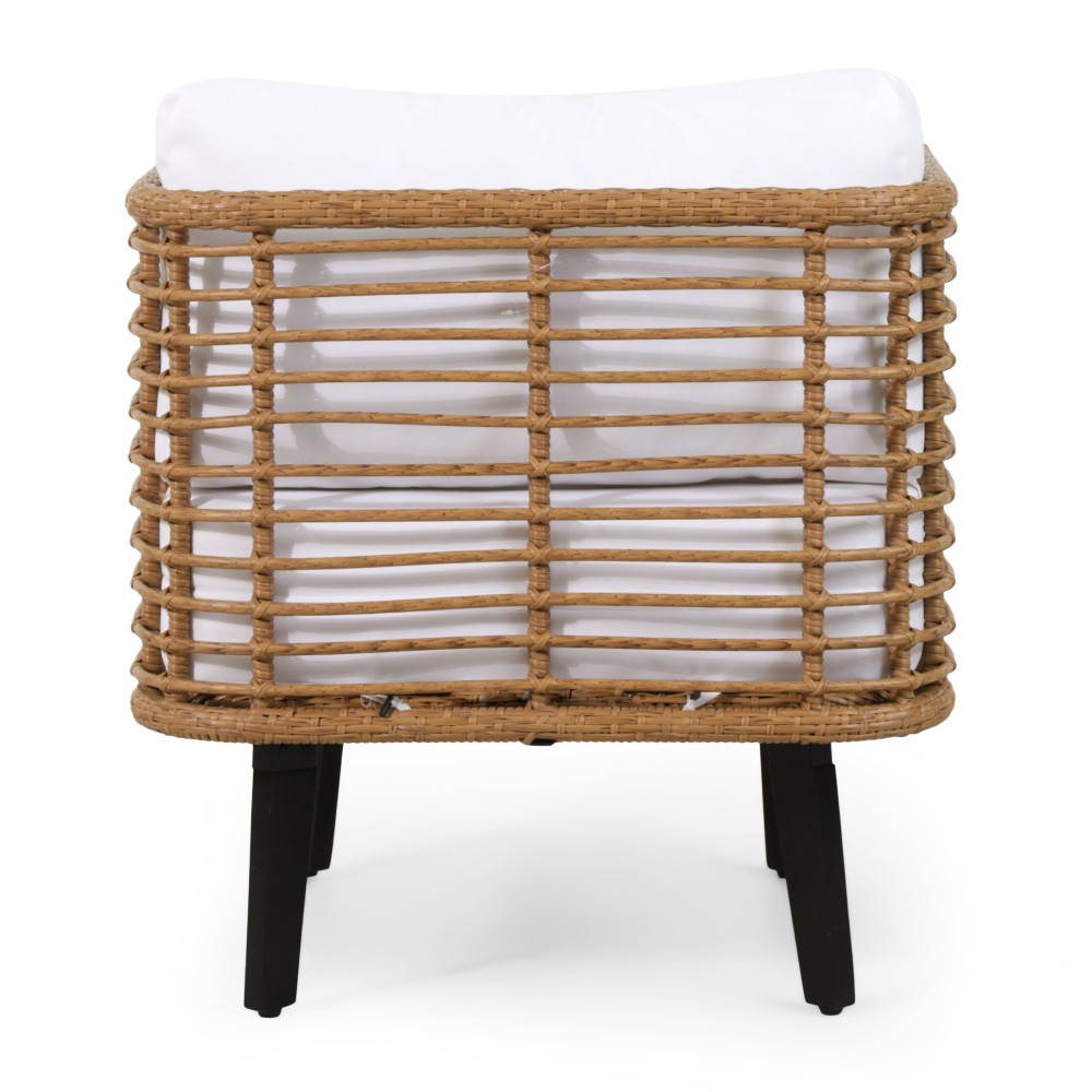 Brown Outdoor PE Rattan Club Chair Modern Patio Lounge Chair with