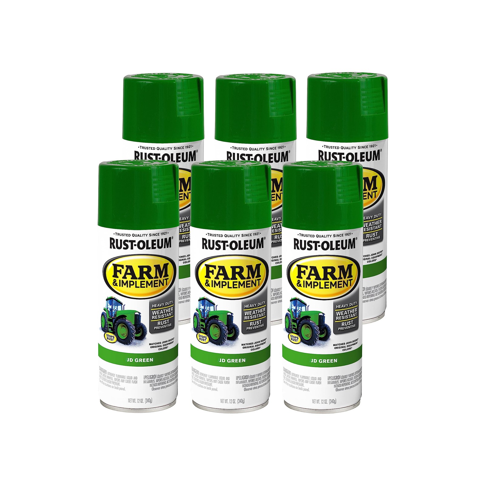 Jd Green 12 Ounce Heavy Duty Farm Implement Spray Paint Pack Of 6