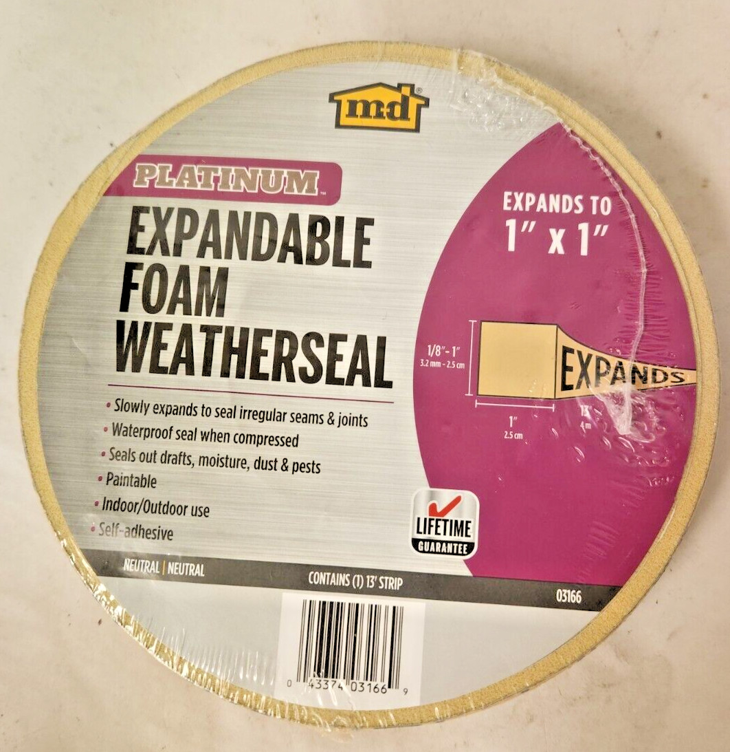 md Platinum Expandable Foam Weather seal 52052  Expands to 1" x 1" Brand New