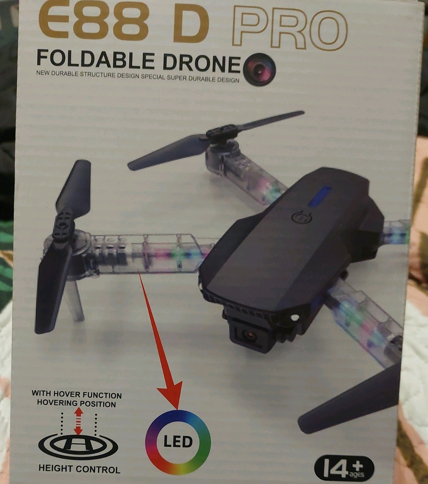 E99 D PRO Foldable Quadcopter Drone with Camera LED Height Control NEW