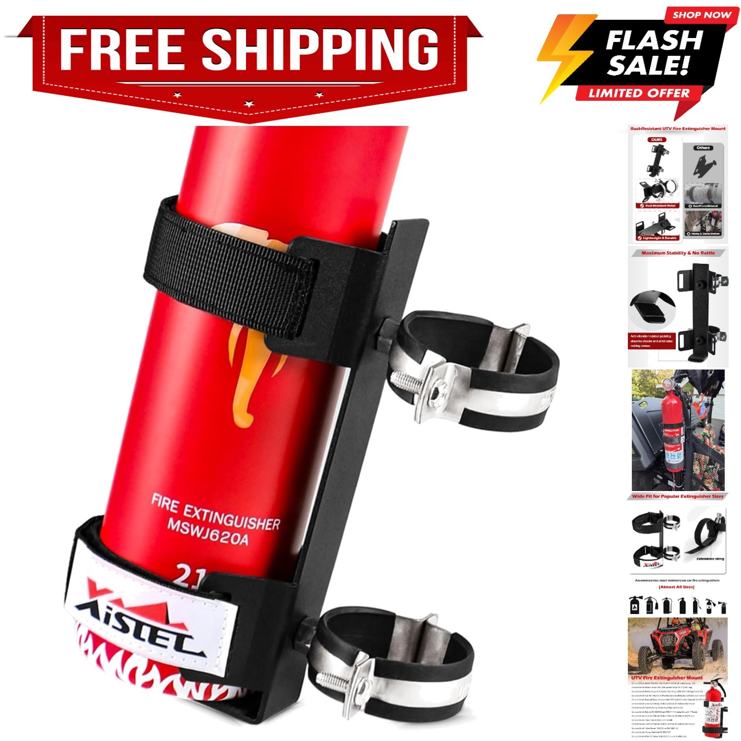 Quick Release UTV Fire Extinguisher Mount Kit Fire Extinguisher Holder Adjust...