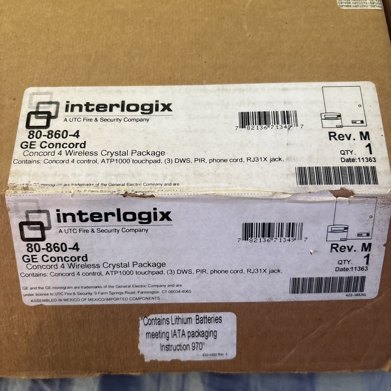 GE Concord 4 Security Panel 80-860-4 Wireless Crystal Package Missing Touchpad