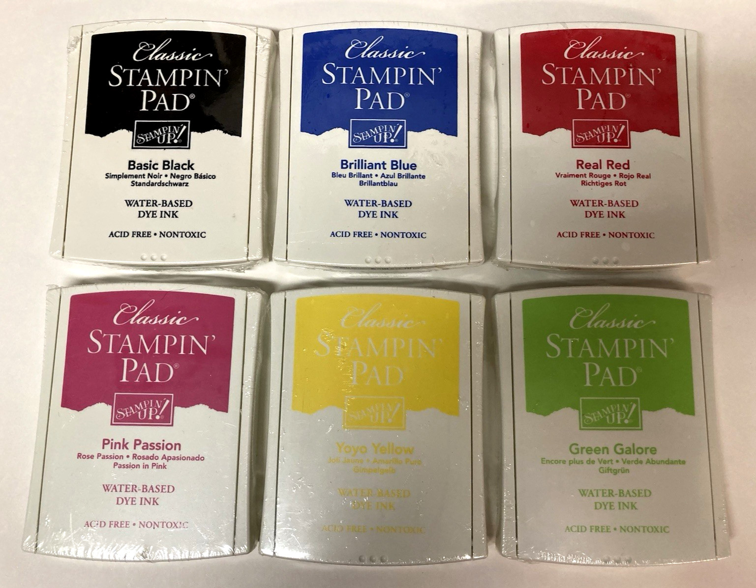 Lot of (6) Stampin' Up Classic Ink Pads Water-Based Dye (Assorted Colors) SEALED