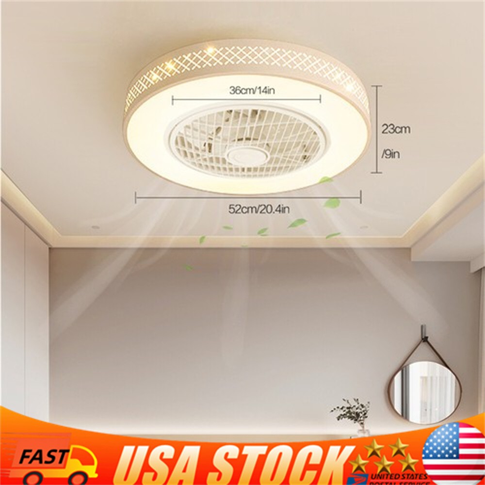 20" Modern Fan Lights Flush Mount LED Ceiling Light kit With Remote Control