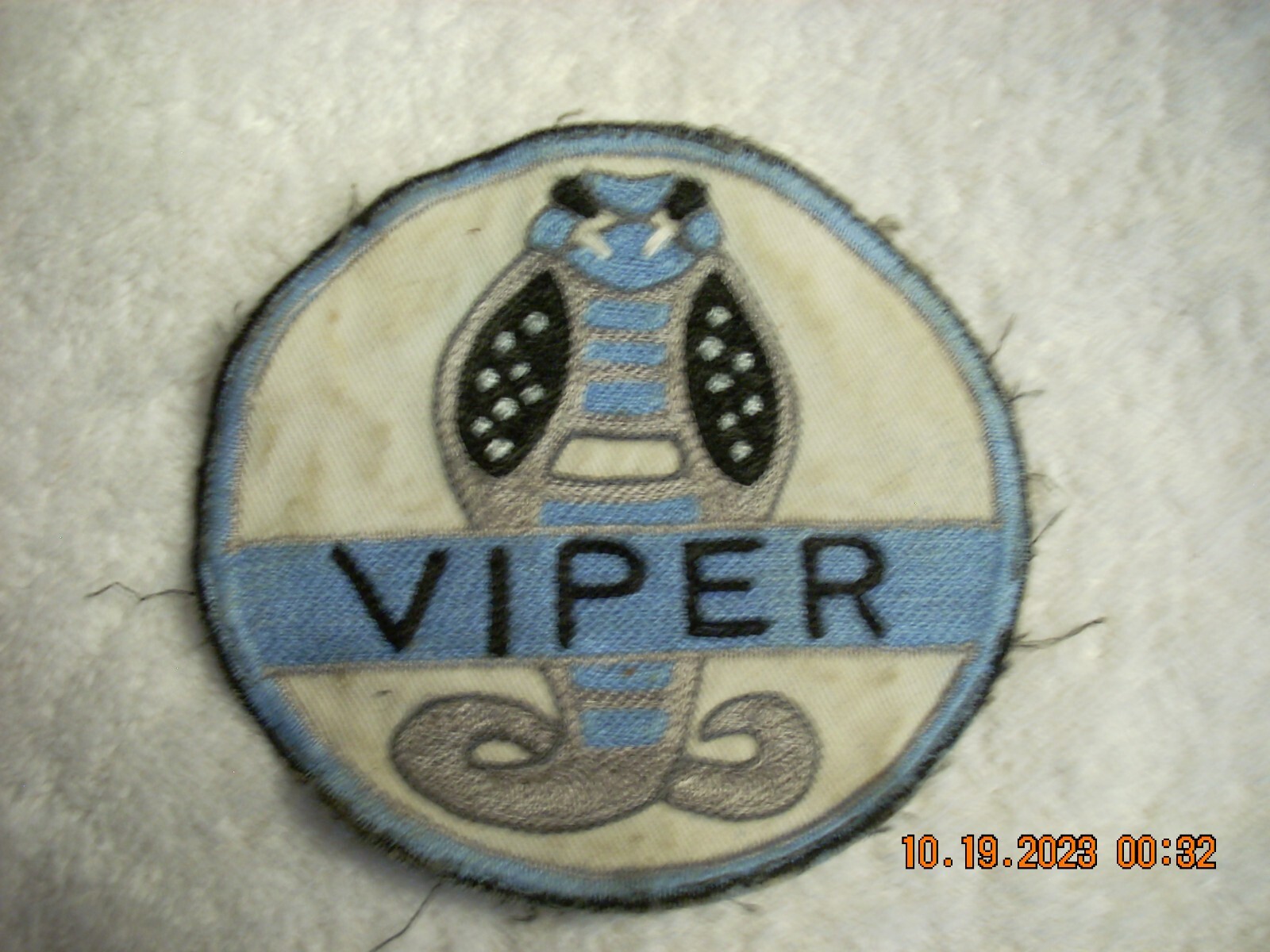 Vintage Viper Racing Embroidered Cloth Jacket Patch 4" Round