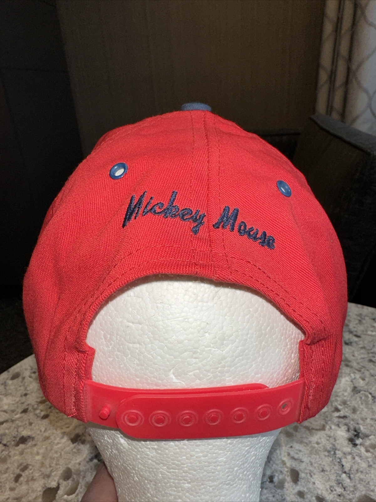 Disney Mickey Mouse w M & Mickey’s Head Hat Cap Re with Navy blue Snapback EUC