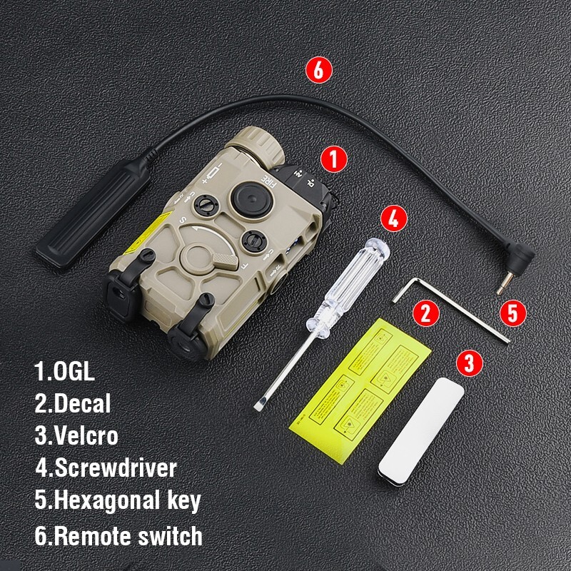 WADSN Tactical OGL On gun Laser Red Green Dot Aiming Flashlight White Strobe