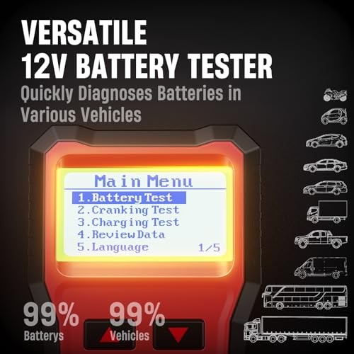 BST100 Car Battery Tester 12V, 100-2000 CCA Load Tester Digital Automotive