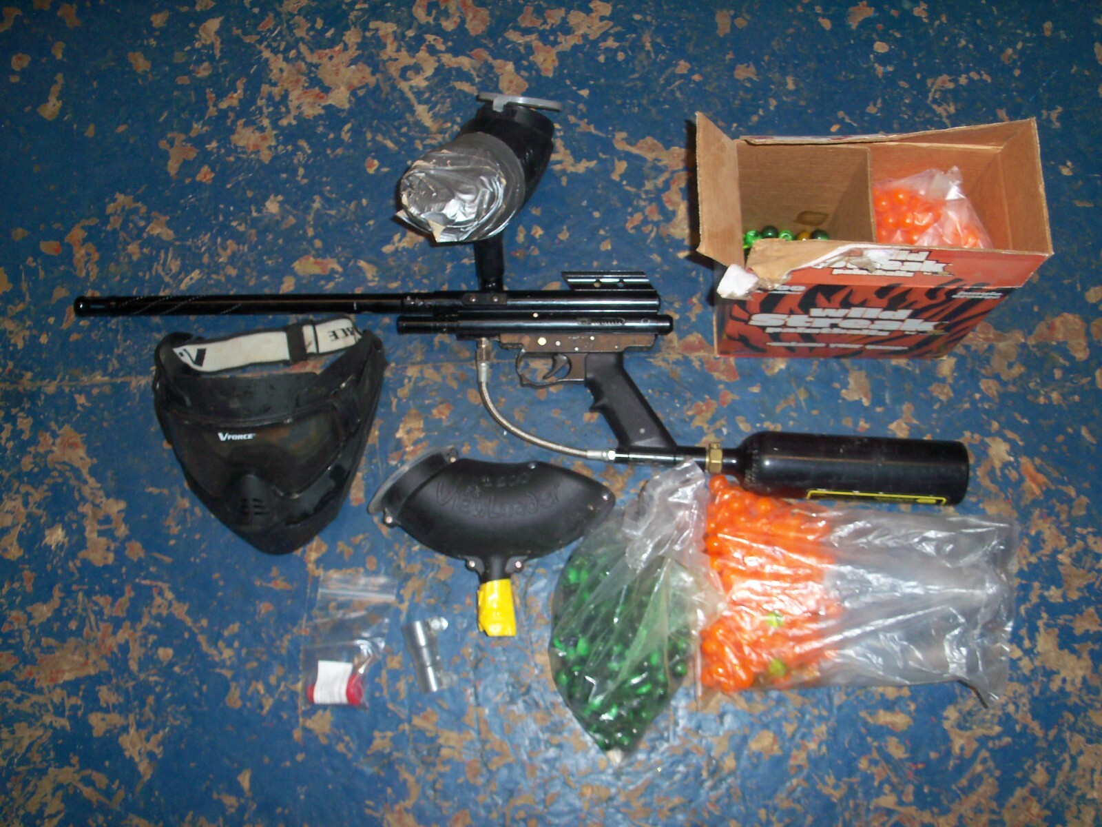 Lot of Paintball Gear, 68 Caliber Gun, Tank, Mask, Hoppers, Paintballs,