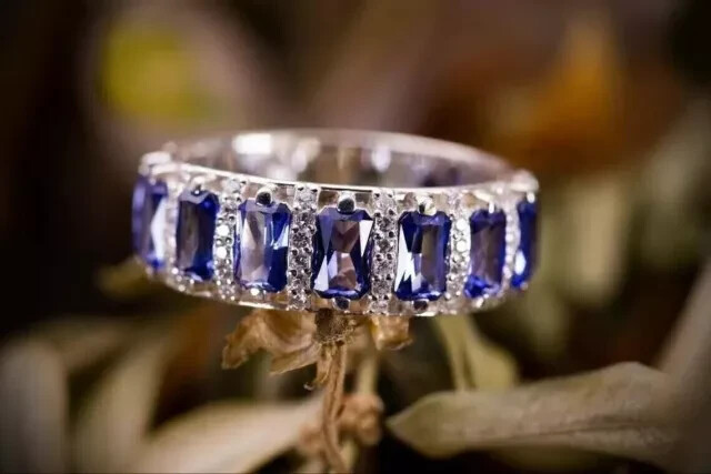 3ct Radiant Cut Lab-Created Amethyst Eternity Wedding Ring 14K White Gold Plated