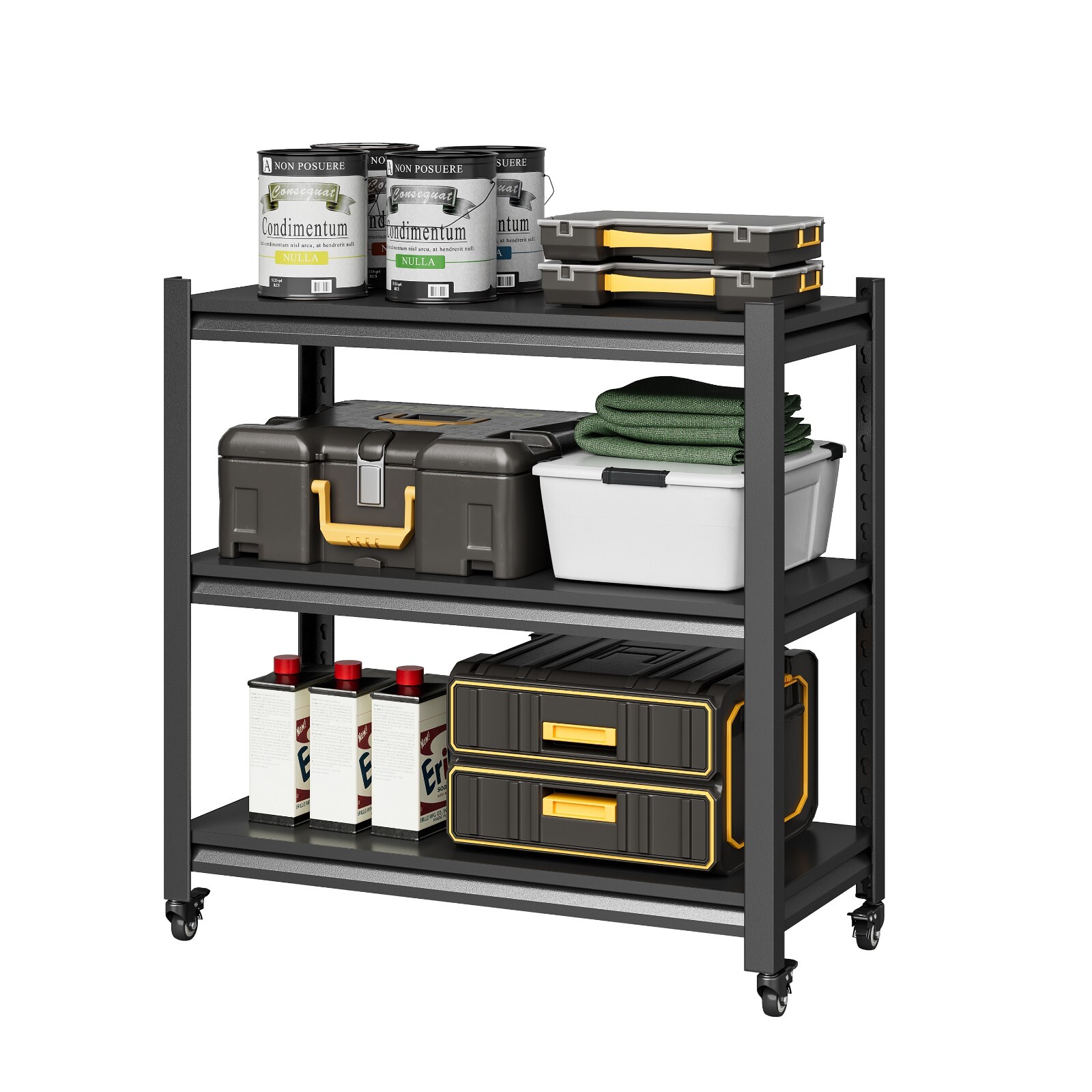 3-Tier Heavy Duty Metal Shelving Unit Garage Shelves Utility Rack Adjustable
