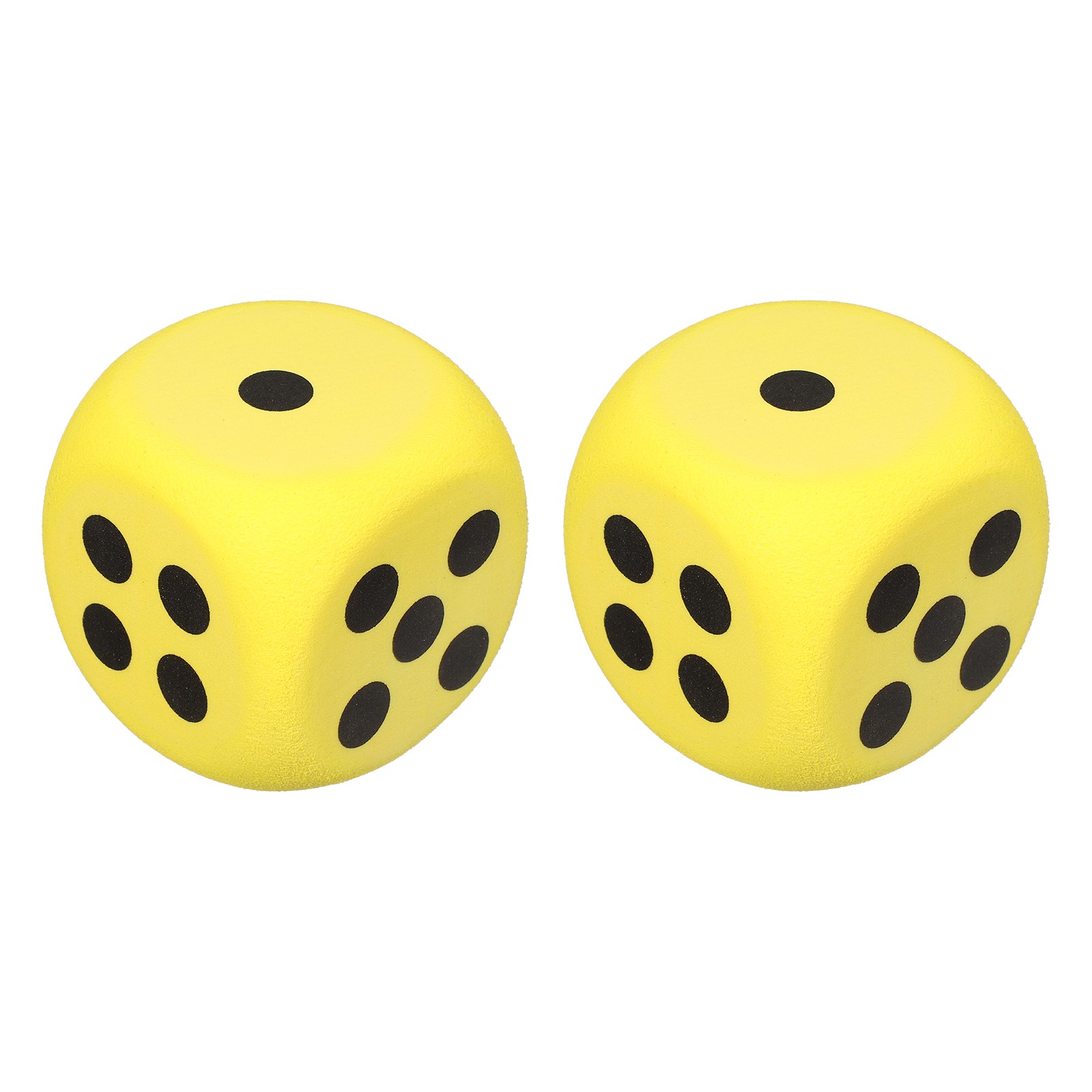 2pcs Des En Foamse, 8cm/3.15inch Des à six faces anti-stress (yellow)
