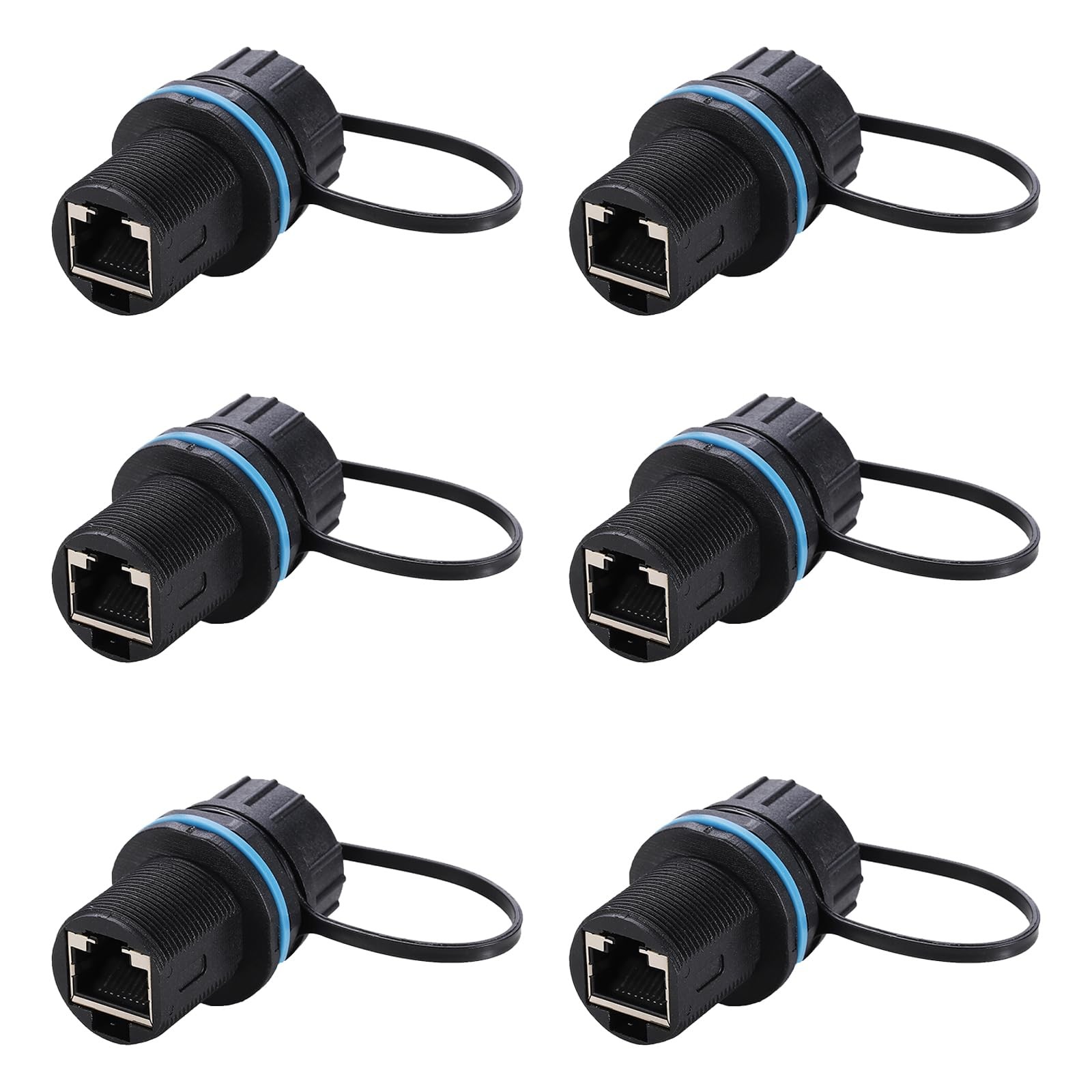 6 PCS Waterproof Cat6 RJ45 Bulkhead Ethernet Coupler Shielded Panel Mount
