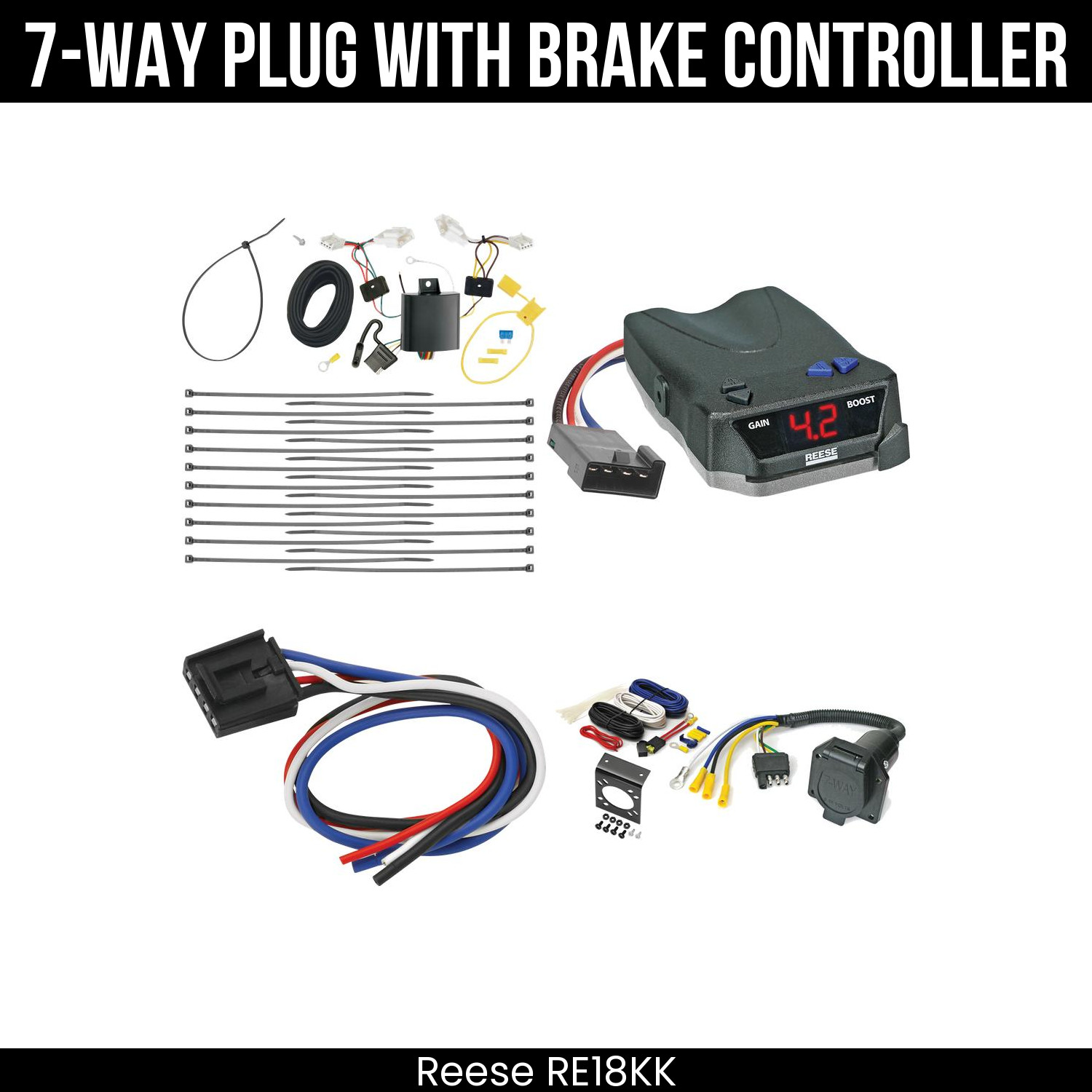 Reese RV 7-Way Trailer Wiring Harness Kit + Brake Control For 15-17 Lexus NX200t