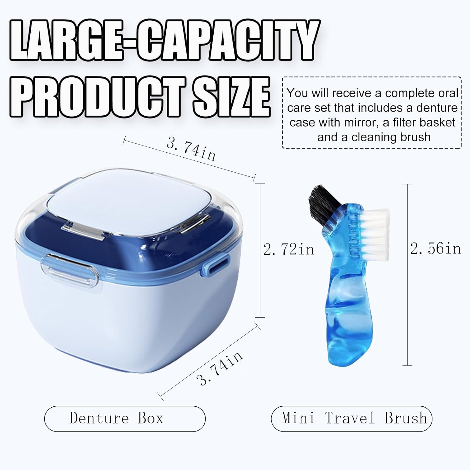 Denture Case, Retainer Cleaning Box, Large Capacity Denture Container Cup for...