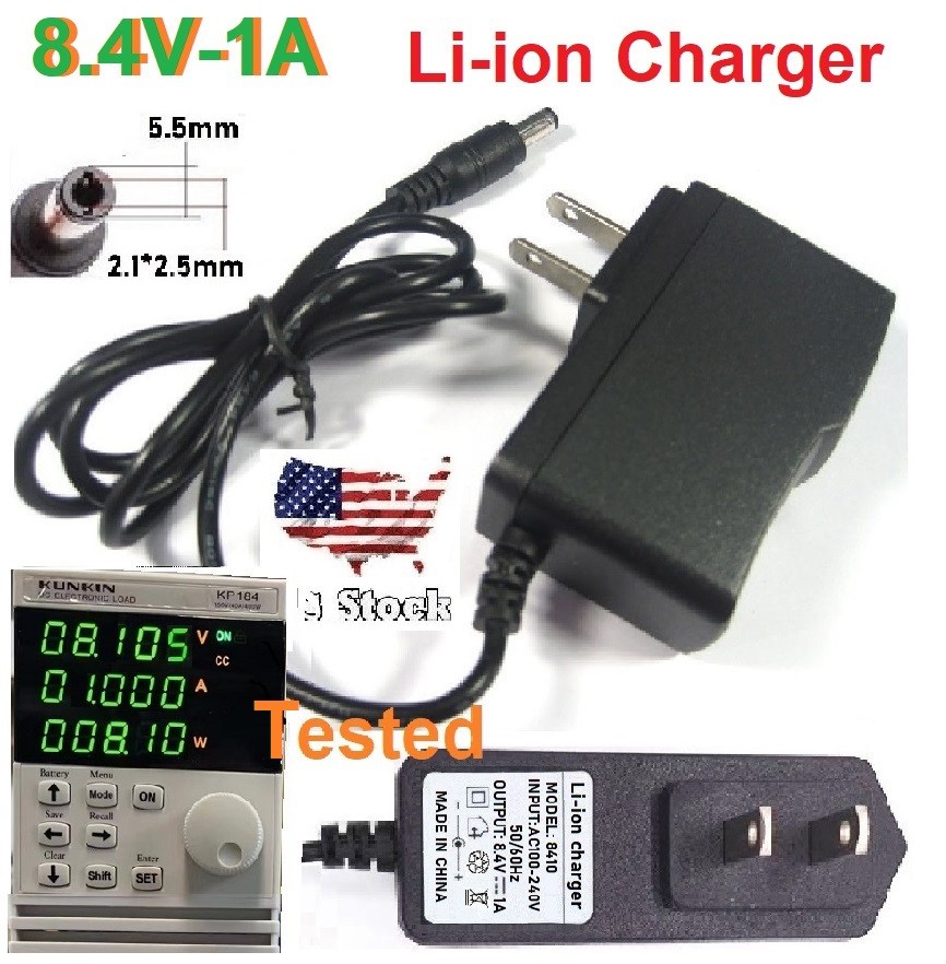 8.4V 1A 1000mA AC/DC 110-240V Converter Adapter Wall Charger Power Supply Mains