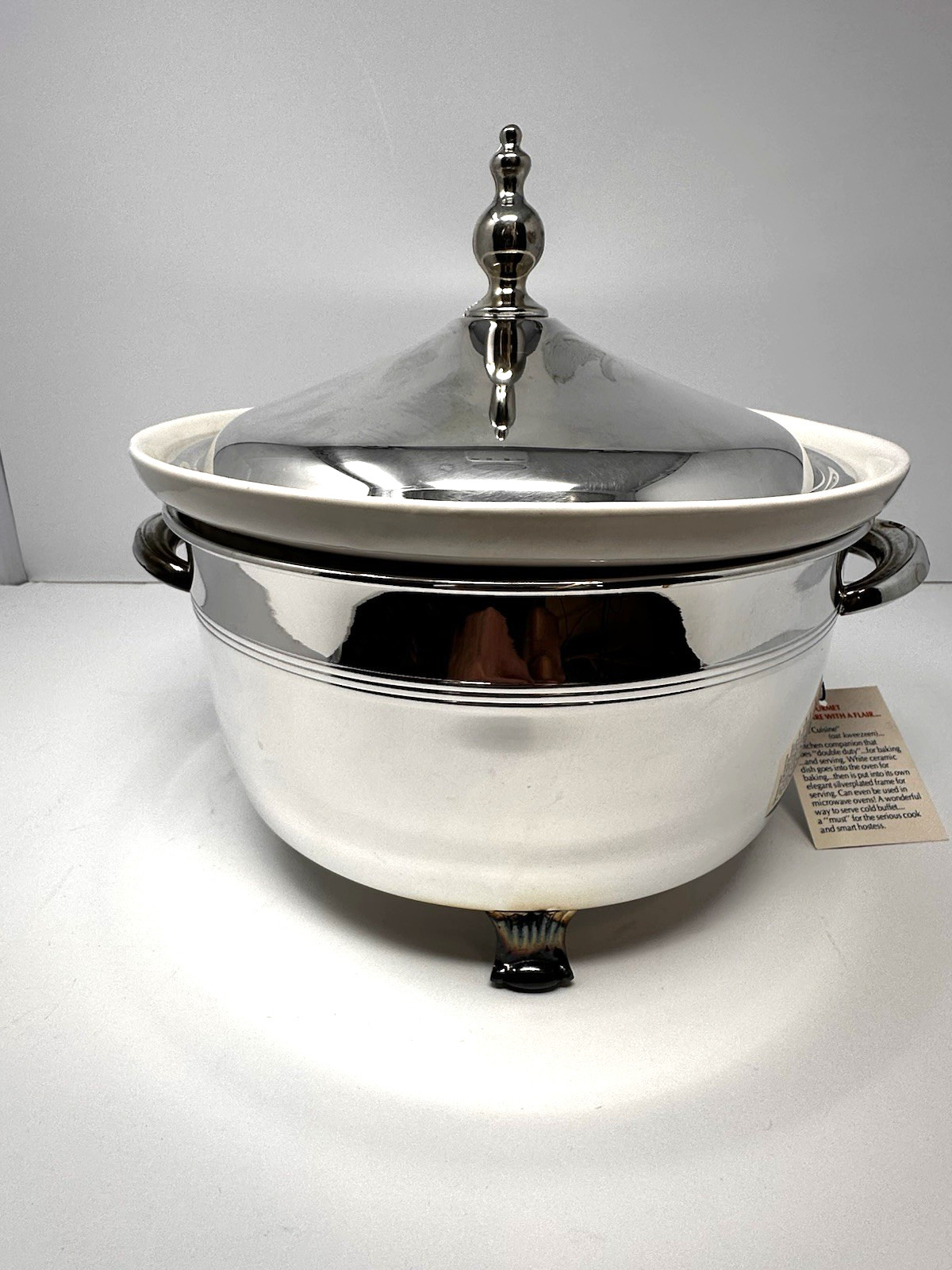 VTG FB Rogers Silver Plated Footed Casserole Dish w/Ceramic Insert