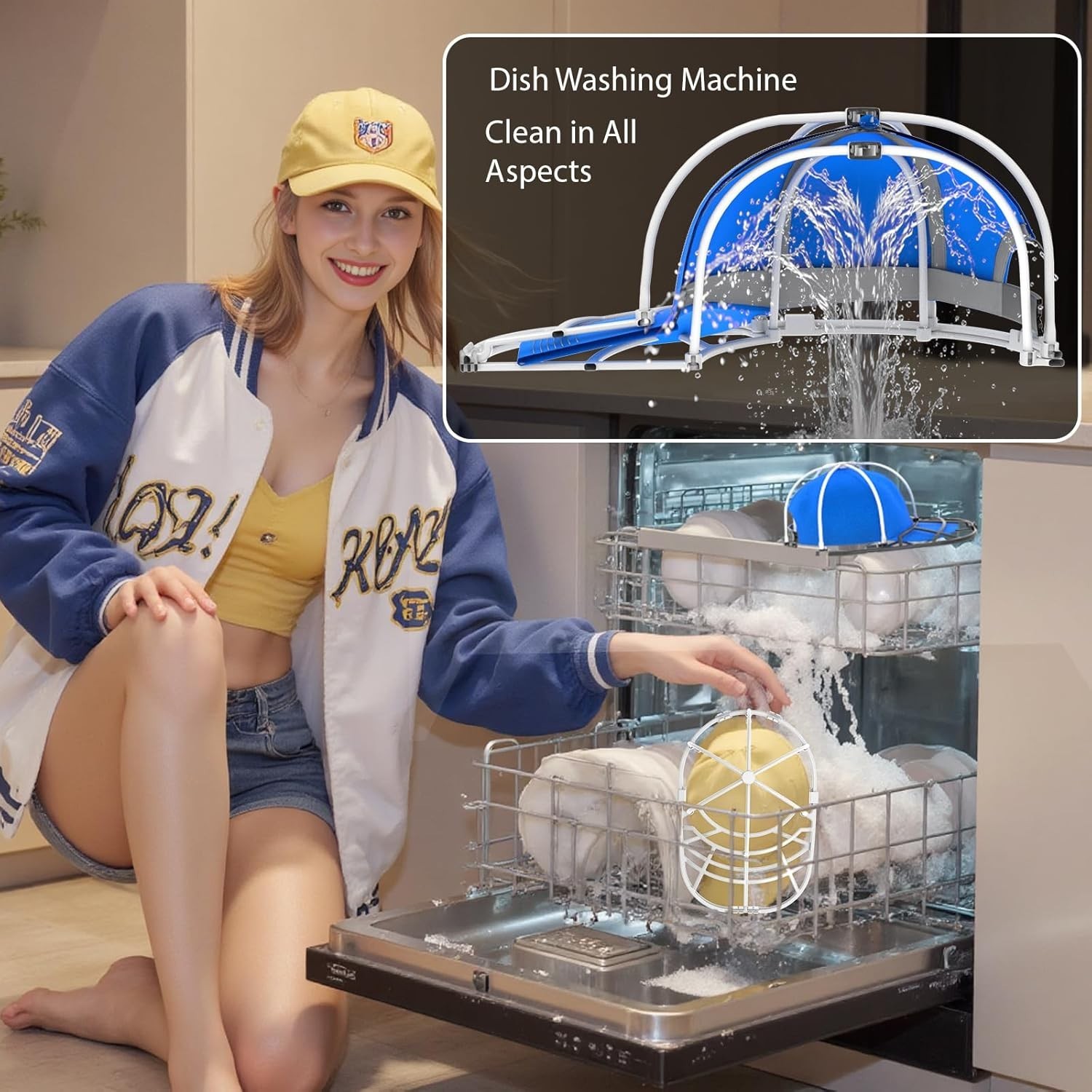 Hat Washer Cage for Washing Machine - Baseball Cap Cleaner Rack, Ball Cap Was...