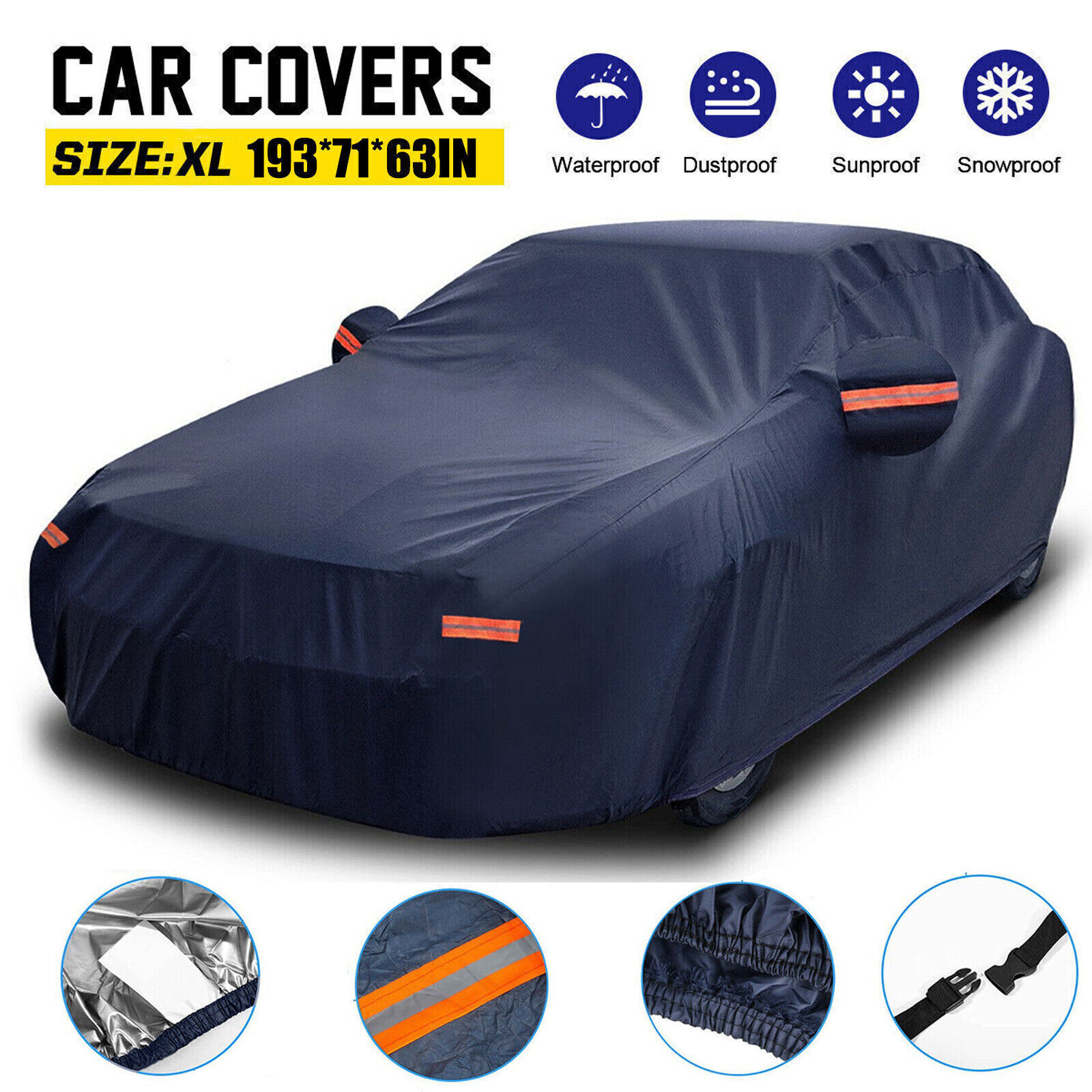 Full Car Cover Waterproof All Weather Protection Anti-UV Rain Snow Anti Scratch