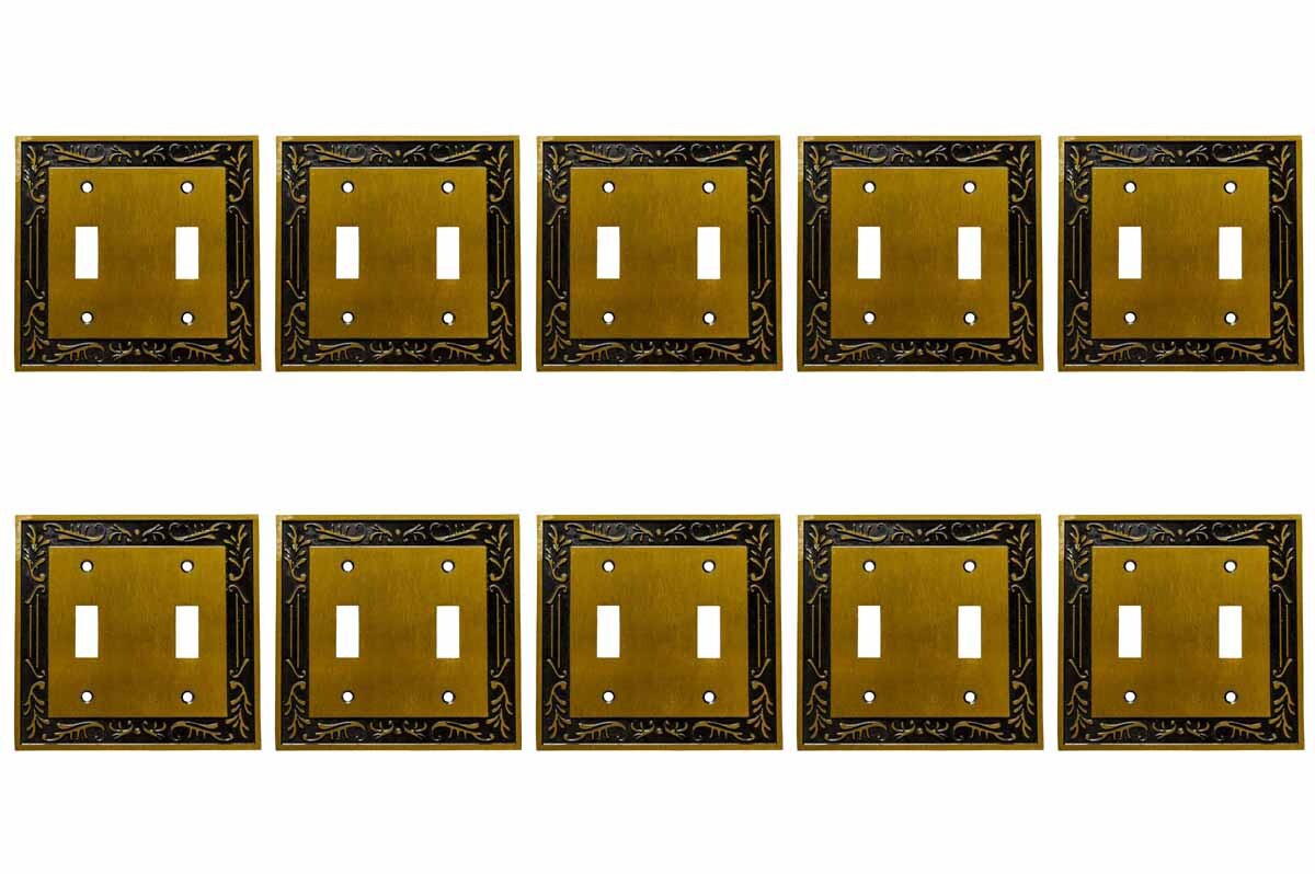 10 Victorian Switch Plate Double Toggle Antique Solid Brass | Renovator's Supply