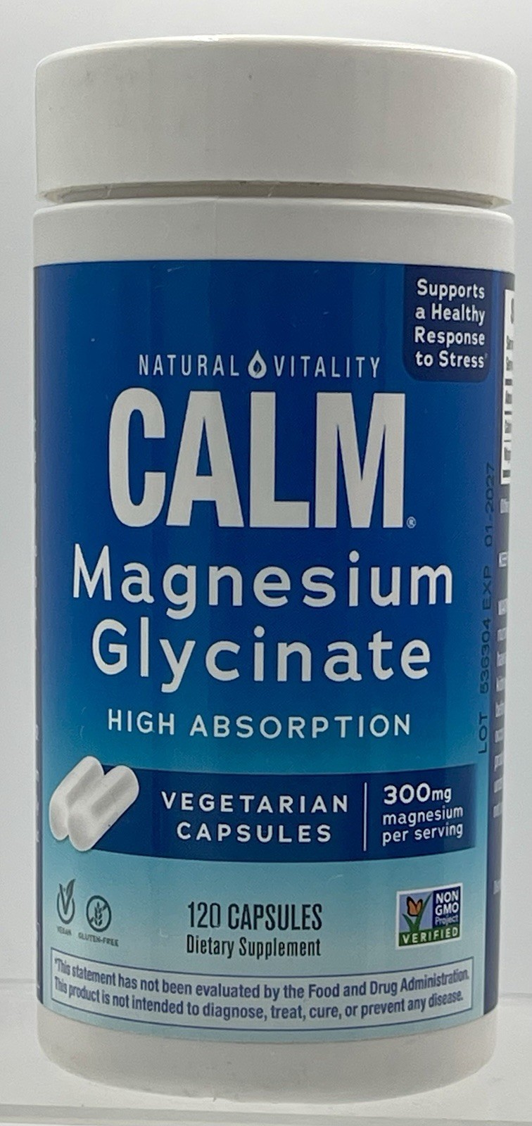 Natural Vitality CALM Magnesium Glycinate 300mg 120 Capsules EXP 01/27
