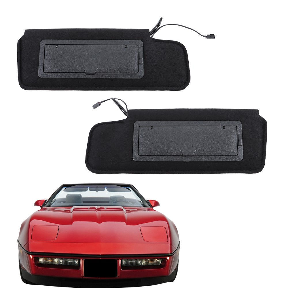 Labwork Left Right Front Sun Visors With Vanity Mirror For Corvette C4 1984-1996