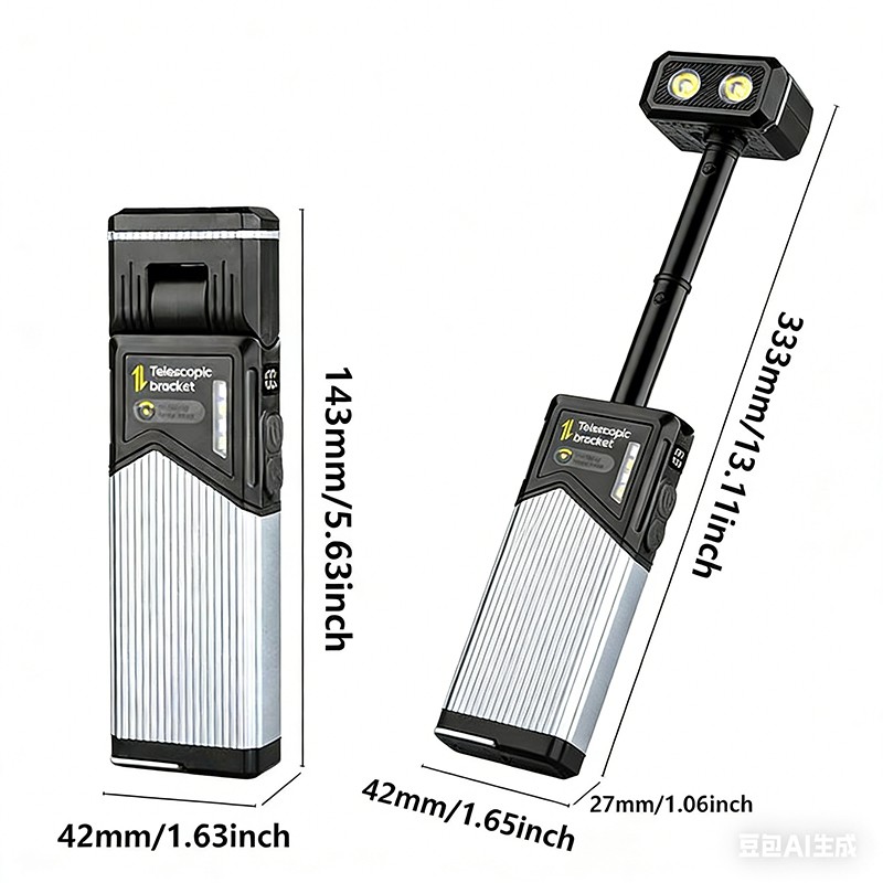 LED Multifunction Telescopic Rotating Work Lamp Rechargeable Magnetic Flashlight