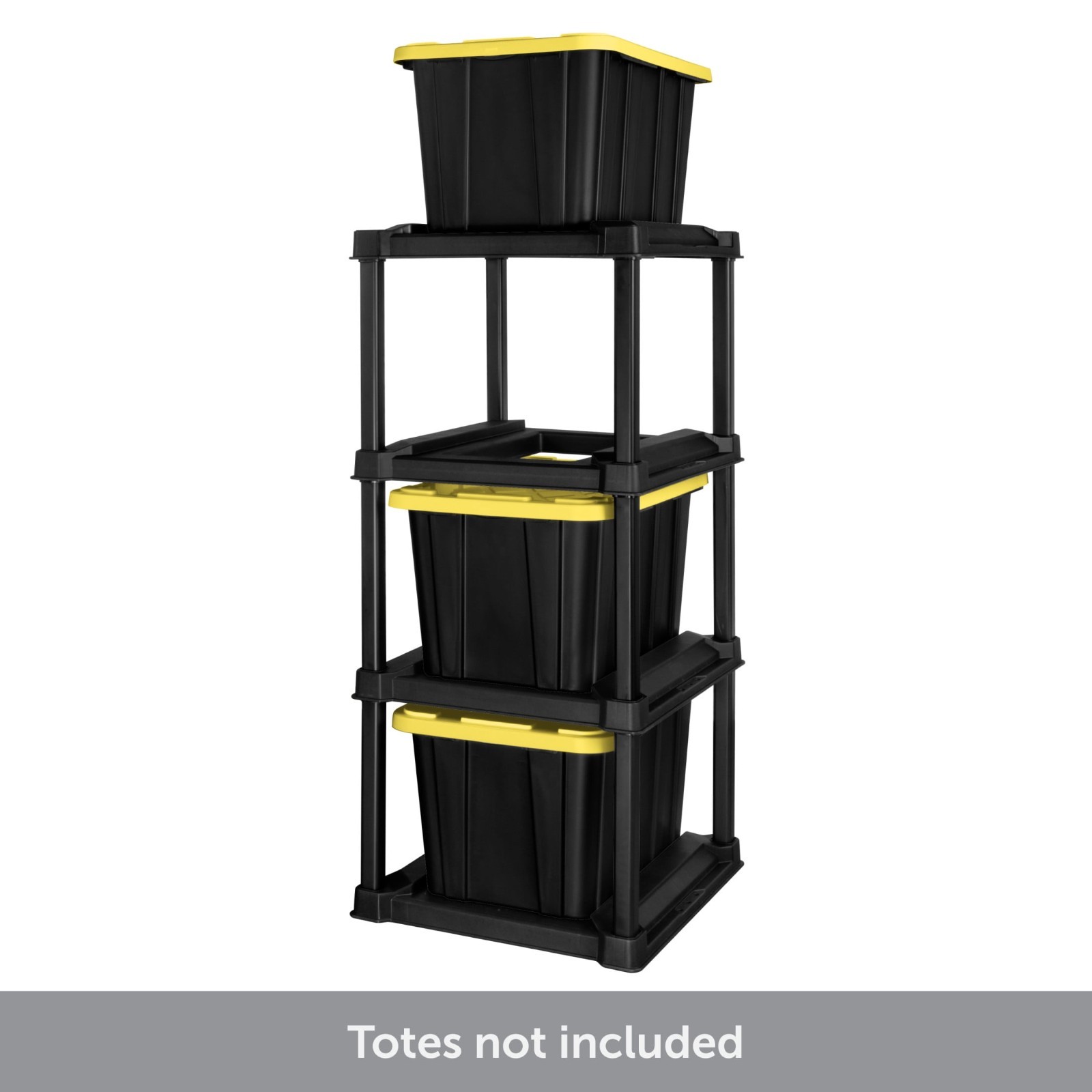 4-Tier Tote Rack Vertical No-Stacking Design For 27 Gallon Totes Organizer