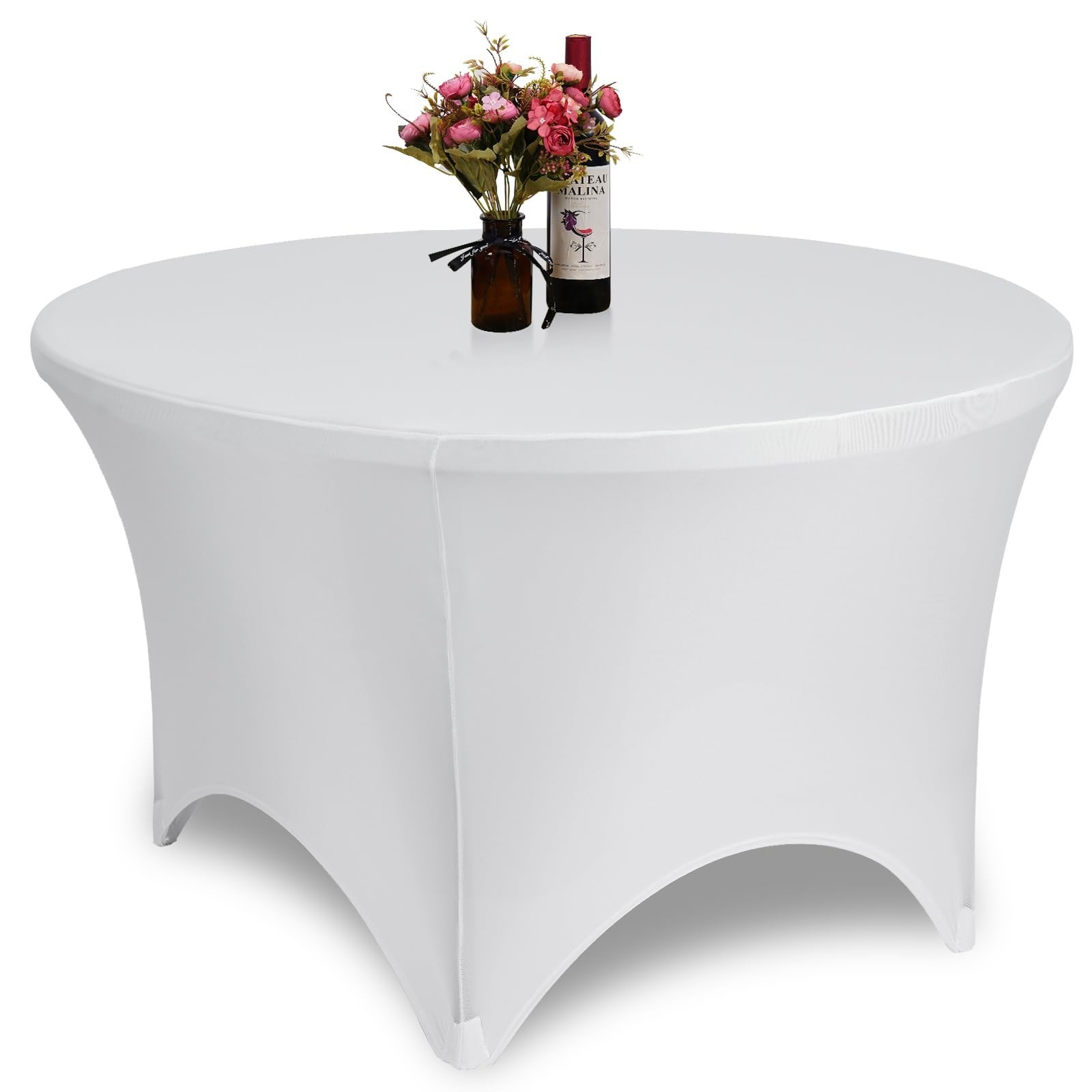 GFCC Stretch Spandex Table Cover White for 36 inch Round Table Fitted Tablecl...