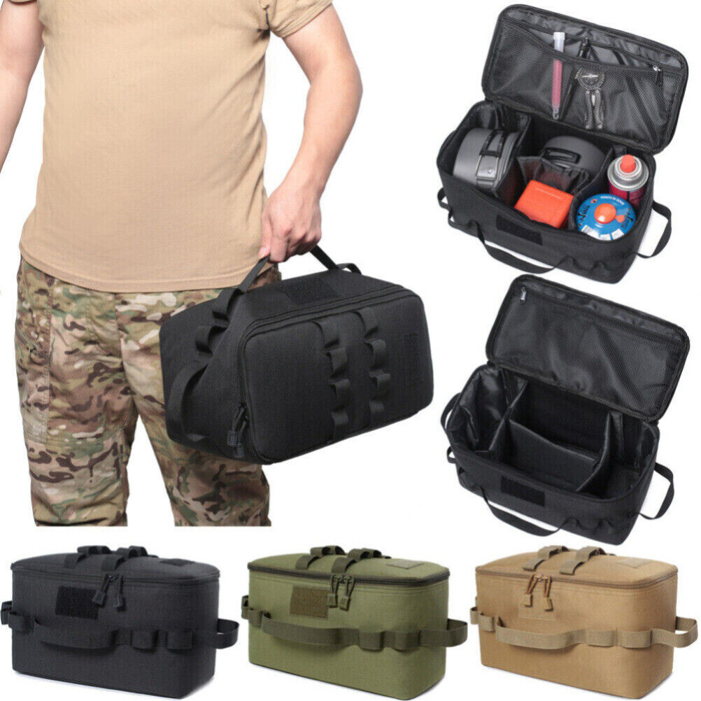 Outdoor Camping Storage Bag Gas Canister Picnic Cookware Utensils Kit Organizer