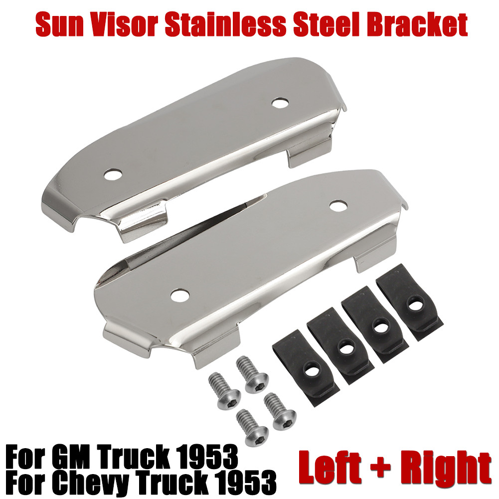 Sun Visor Stainless Steel End Mounting Brackets For GM Truck 1953 Left + Right