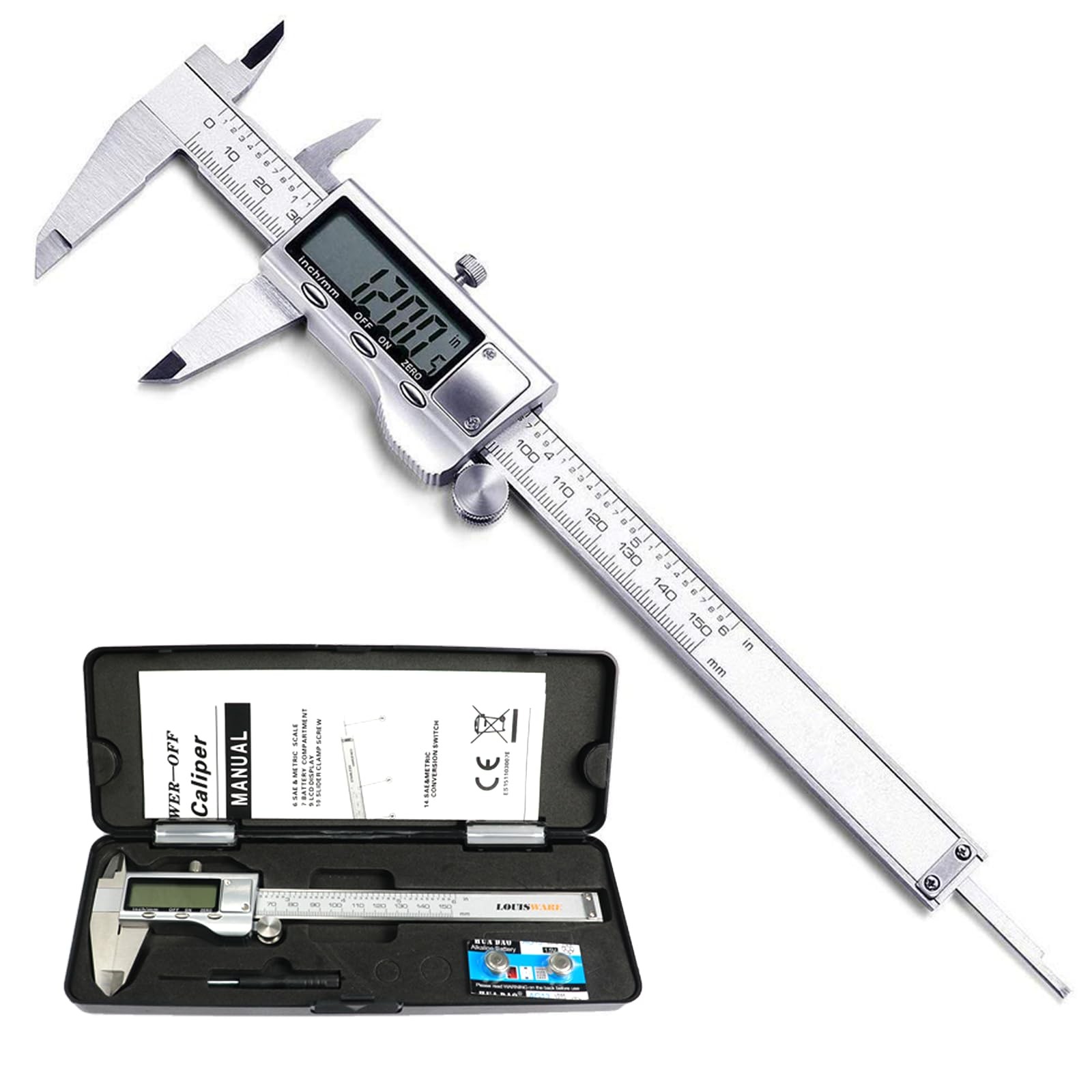 Digital Caliper Measuring Tool, Stainless Steel Vernier Caliper Digital Micro...