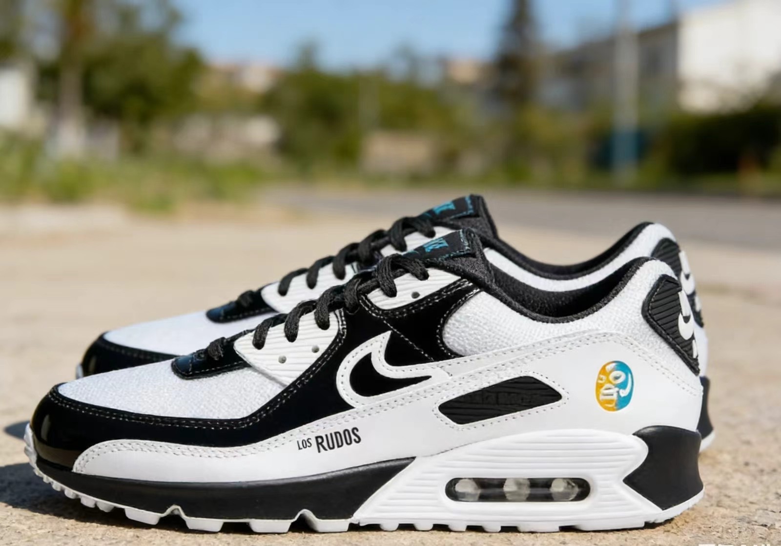Nike Air Max 90 SE Lucha Libre Black White Men's comfort sneakers Free Shipping