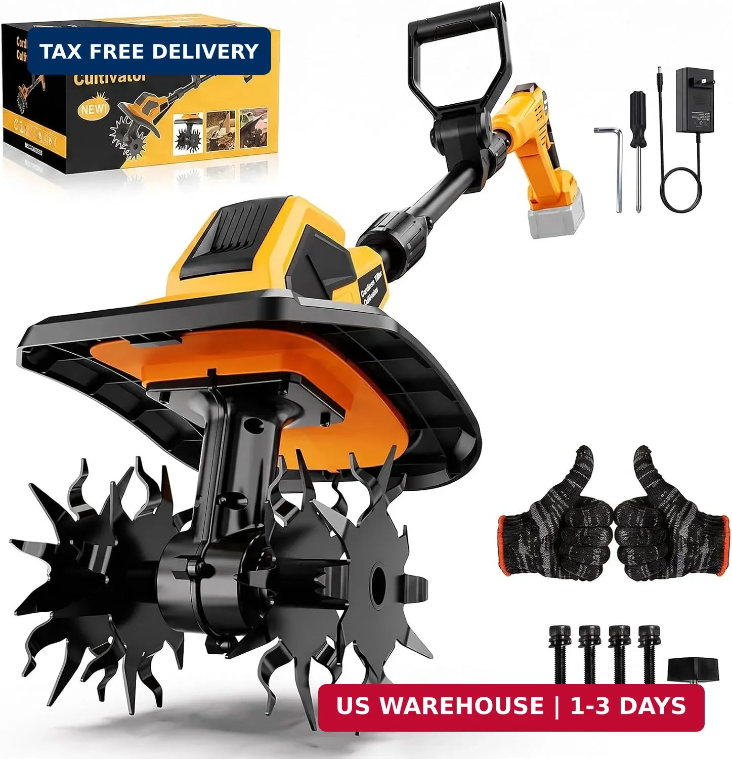 Brushless Cordless Garden Rototiller Cultivator Compatible with Dewalt 20V Max B