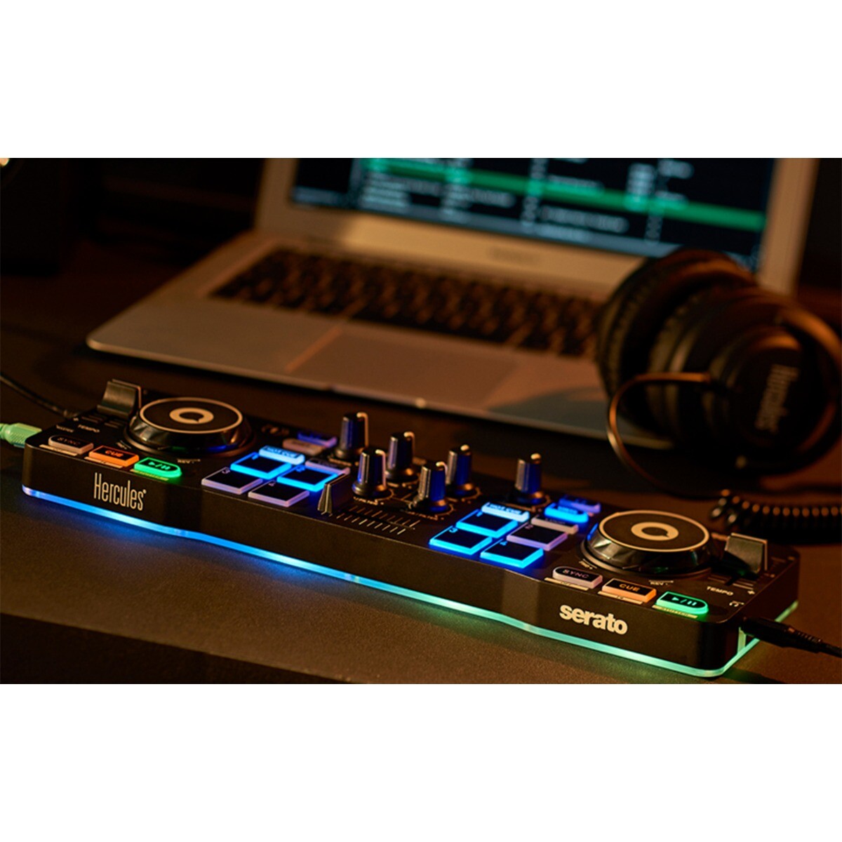 Hercules DJControl Starlight Portable Starter DJ Controller w Headphones Pack