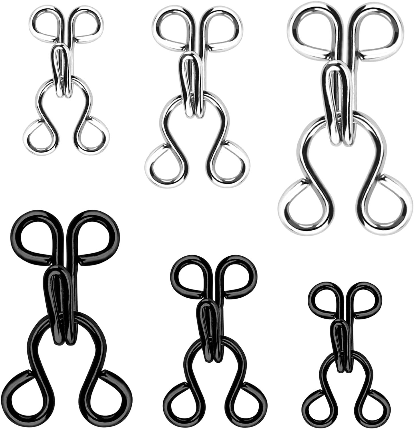 60 Sets Black And Silver Sewing Hooks And Eyes Closures For Clothing Repairs