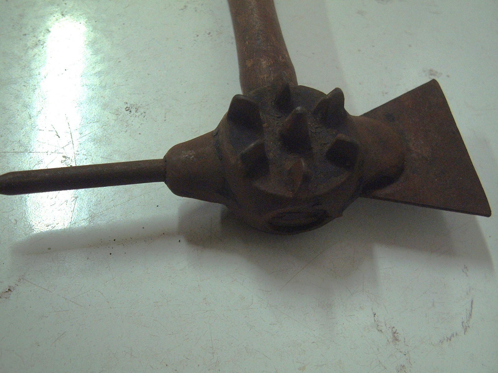 Primitive Hammer Ax Concave Leather Working Tool 11 in X 5 1/2 in