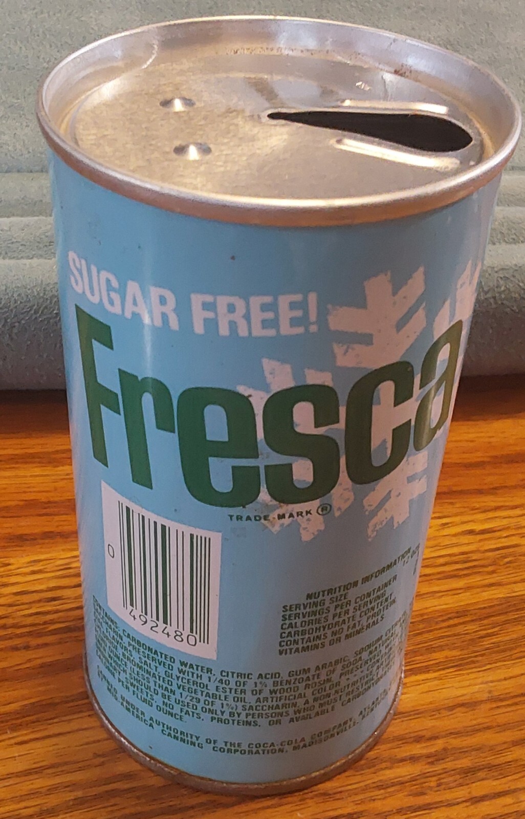 EMPTY 12 OZ SUGAR-FREE FRESCA SODA CAN