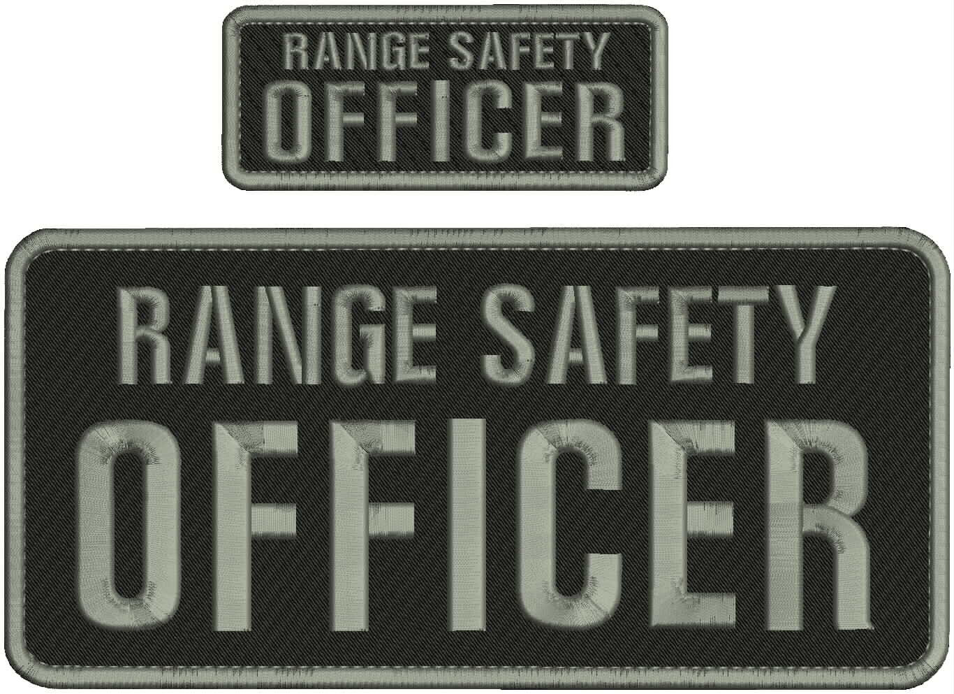 RANGE SAFETY OFFICER 2 EMBROIDERY PATCH 5X11 AND 2X5 velcr@ on back gray/blk