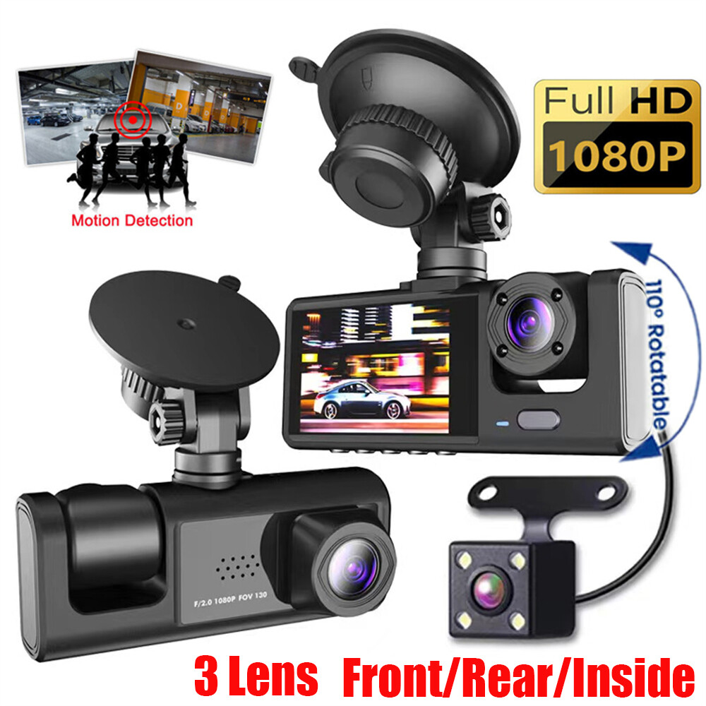 3 lenses Camara De Seguridad Dash Cam Para Auto Carro Delantero/Trasero/Interior