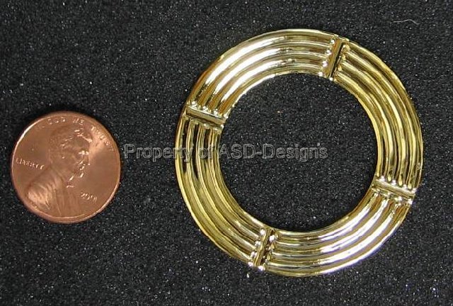 6pc Gold Plated Grooved Round Circle Shape Arts Crafts Finding 6760