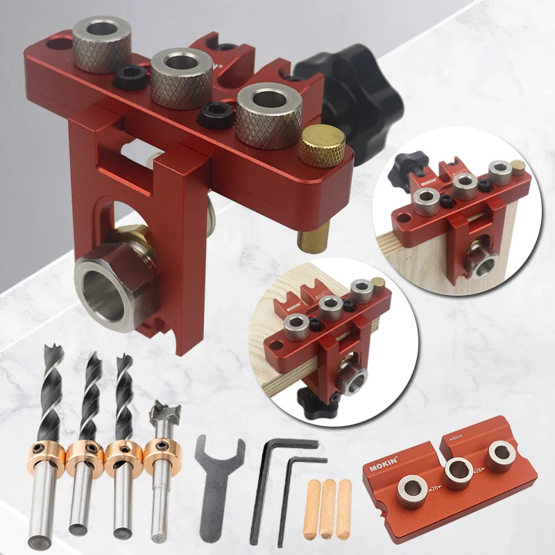 Woodworking Doweling Jig Cabinet Furniture Pocket Hole Drill Guide Locator Tool