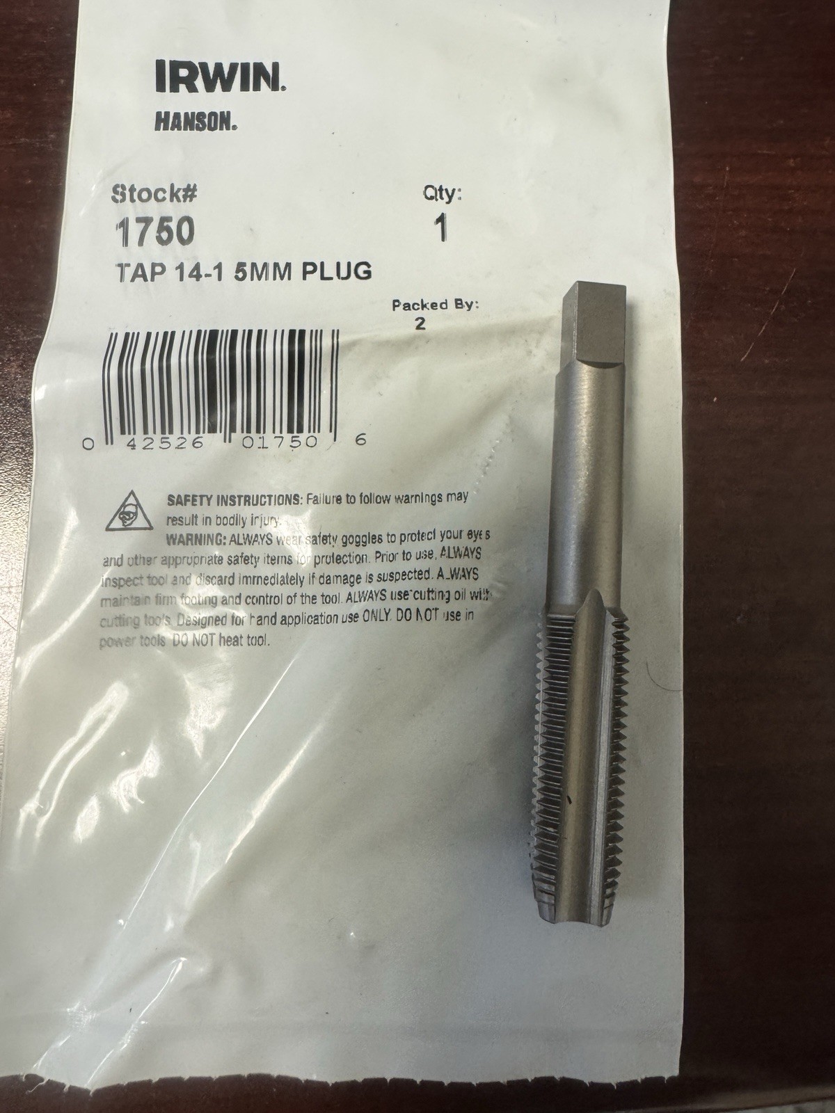 Irwin stock # 1750, 14 Mm 1.5 Metric Plug Tap (Hcs)