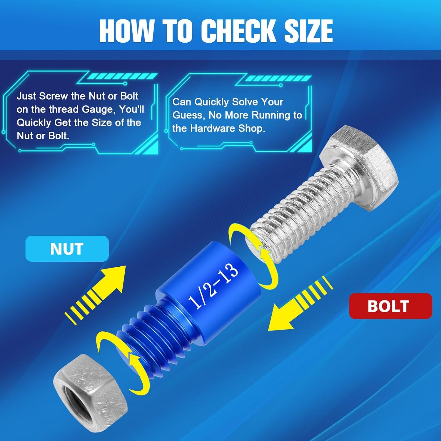 76Pcs Thread Checker, Nut and Bolt Thread Checker 38 Standard and 38 Metric Set,