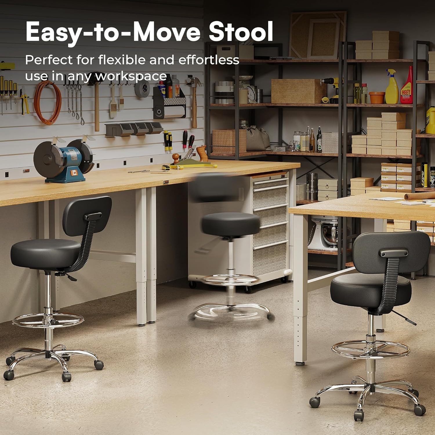 Ergonomic Drafting Chair with Adjustable Height & Backrest for Office Comfort